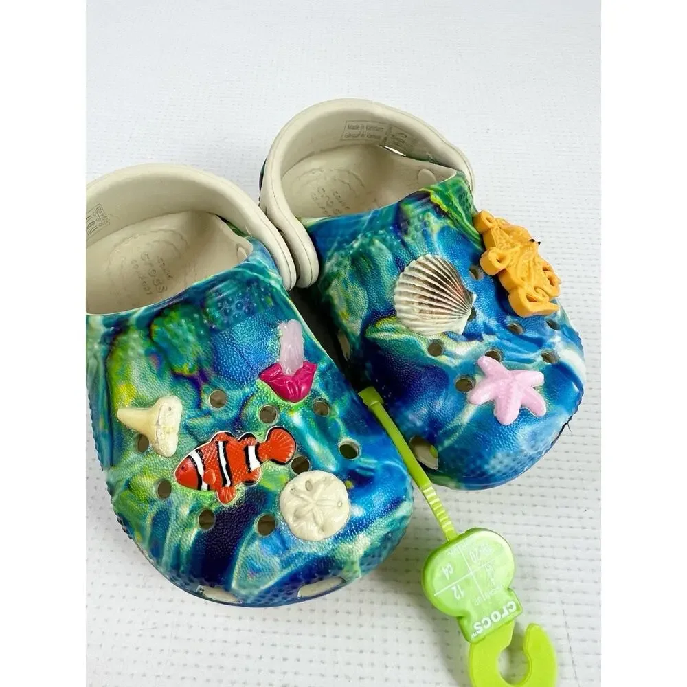 Kids Crocs Clog Ocean Fish Nemo Octopus Beach Shells Shoe Size C4 Toddler NEW 🐚